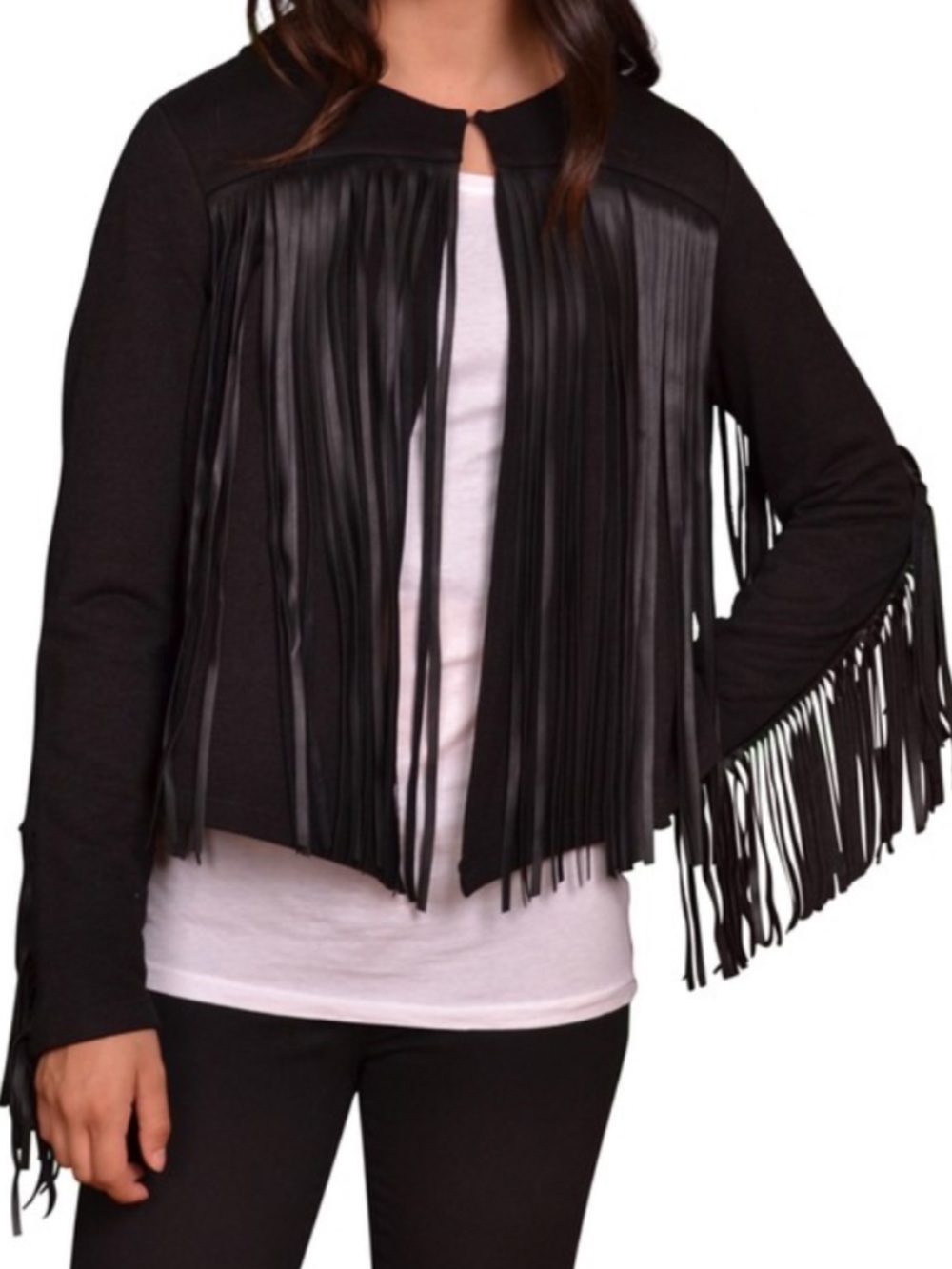 Velvet by Graham & Spencer Black Fringe Jacket
